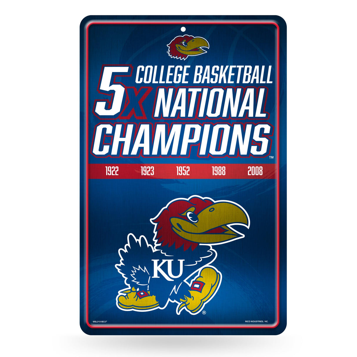 NCAA Kansas Jayhawks Large Metal Sign Fan Gear NCAA Kansas Jayhawks