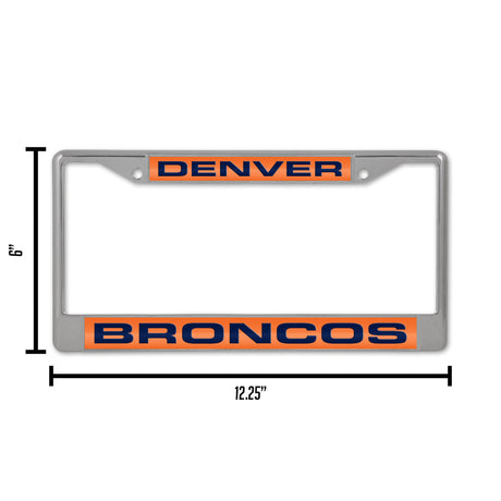 NFL Denver Broncos Laser Cut Chrome License Plate Frame Fan Gear NFL Denver Broncos