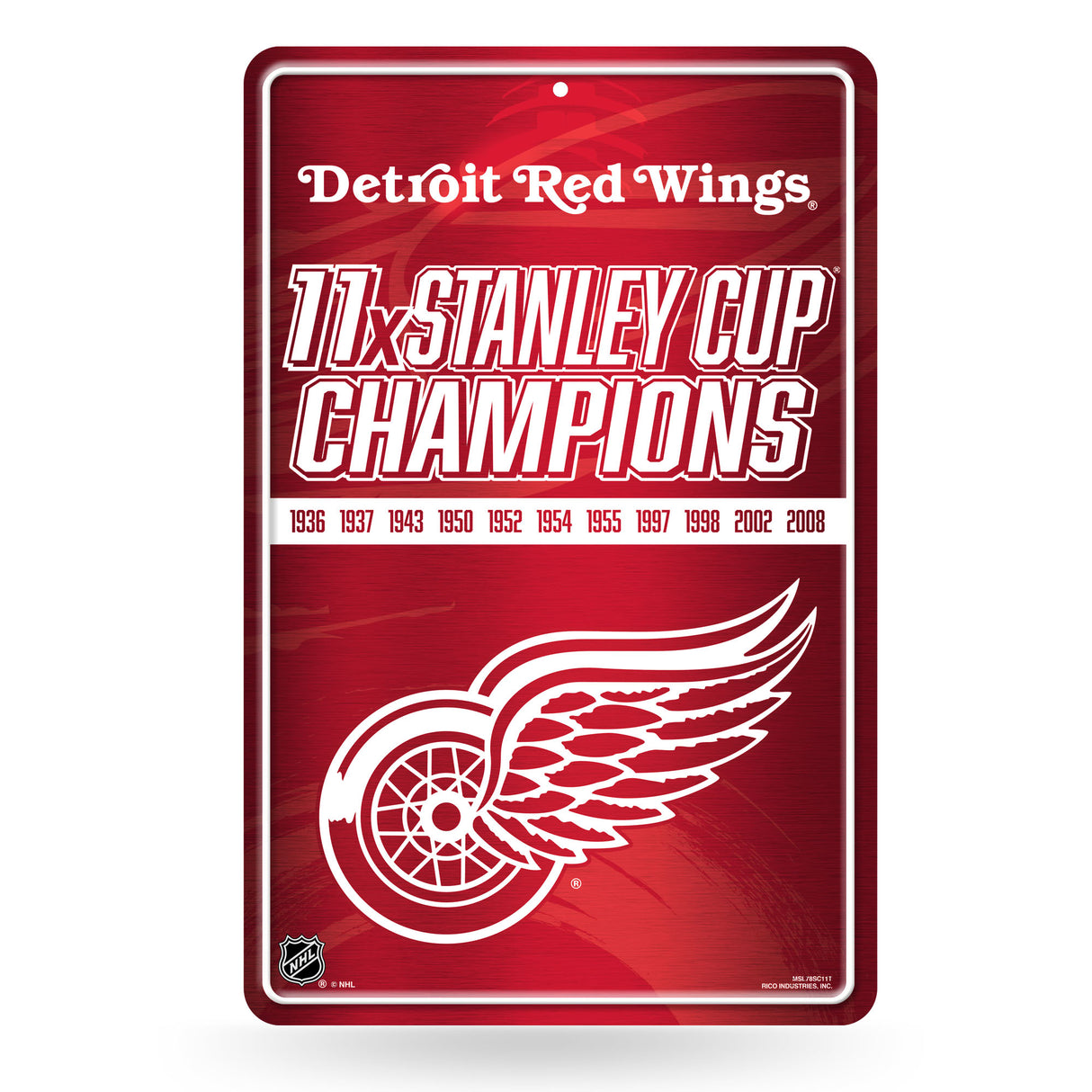 NHL Detroit Red Wings Large Metal Sign Fan Gear NHL Detroit Red Wings