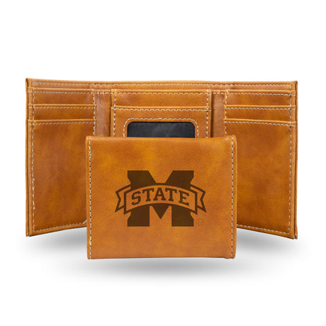 NCAA Mississippi State Bulldogs Laser Engraved Tri-Fold Wallet Fan Gear NCAA Mississippi State Bulldogs