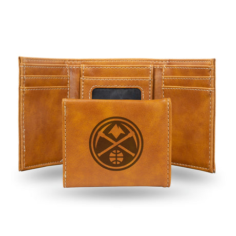 NBA Denver Nuggets Laser Engraved Trifold Wallet Fan Gear NBA Denver Nuggets