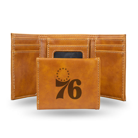NBA Philadelphia 76ers Laser Engraved Trifold Wallet Fan Gear NBA Philadelphia 76ers