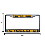 NFL Pittsburgh Steelers Laser Cut Black Chrome License Plate Frame Fan Gear NFL Pittsburgh Steelers