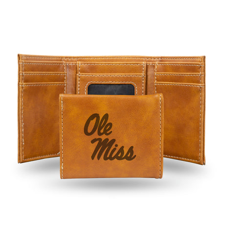 NCAA Mississippi Rebels - Ole Miss Laser Engraved Tri-Fold Wallet Fan Gear NCAA Mississippi Rebels
