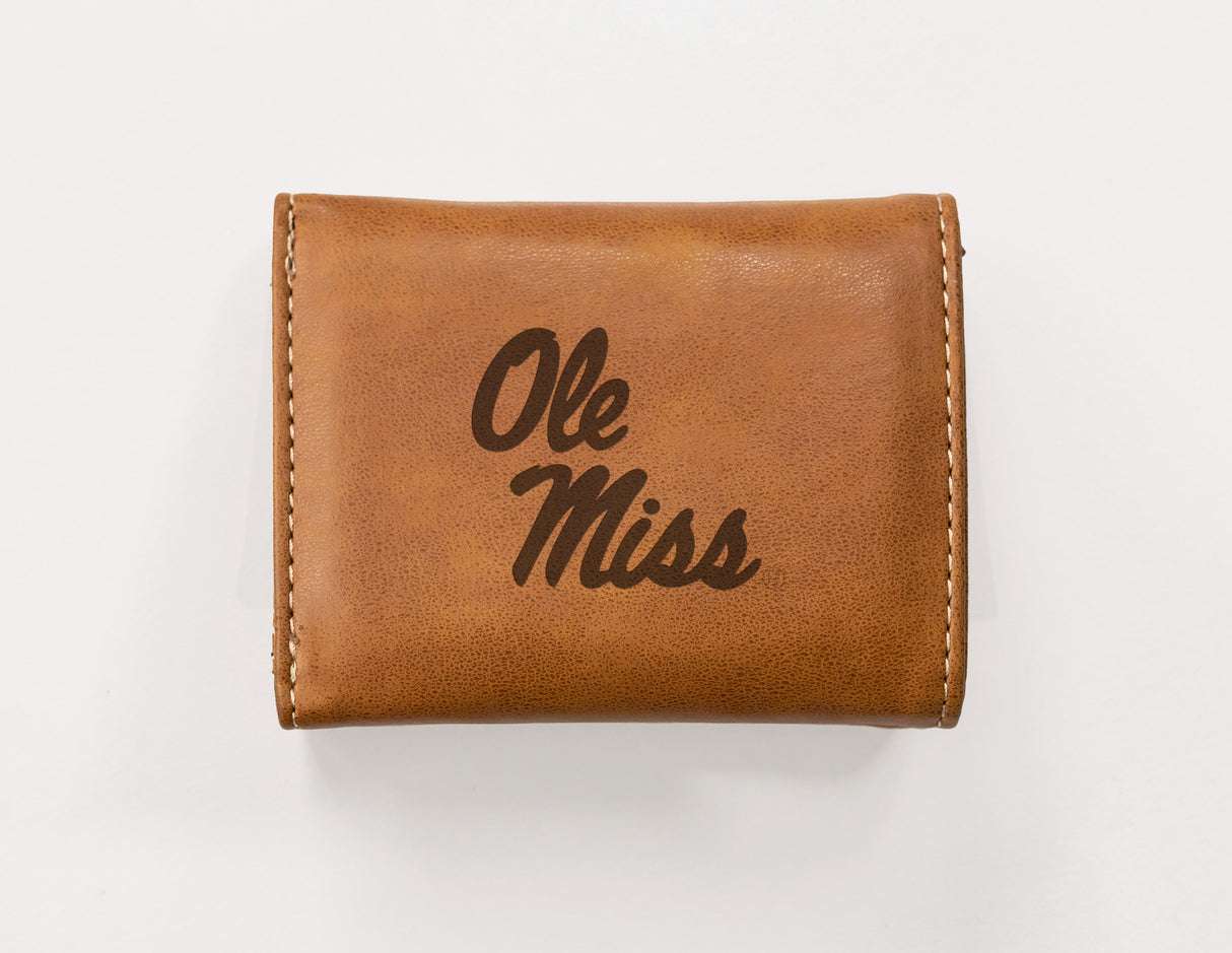 NCAA Mississippi Rebels - Ole Miss Laser Engraved Tri-Fold Wallet Fan Gear NCAA Mississippi Rebels
