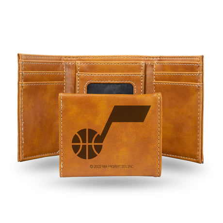 NBA Utah Jazz Laser Engraved Trifold Wallet Fan Gear NBA Utah Jazz