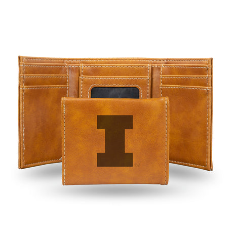 NCAA Illinois Fighting Illini Laser Engraved Tri-Fold Wallet Fan Gear NCAA Illinois Fighting Illini