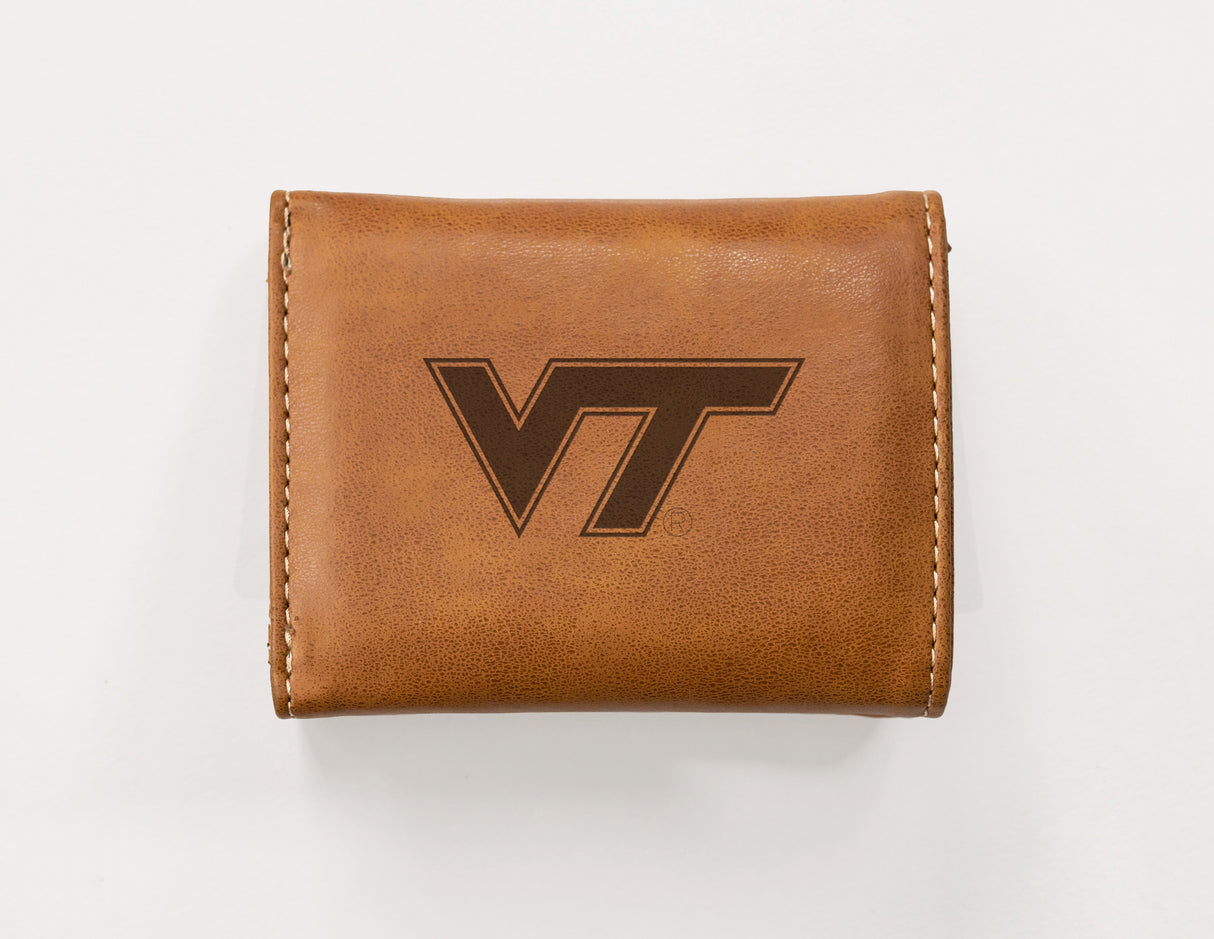 NCAA Virginia Tech Hokies Laser Engraved Tri-Fold Wallet Fan Gear NCAA Virginia Tech Hokies