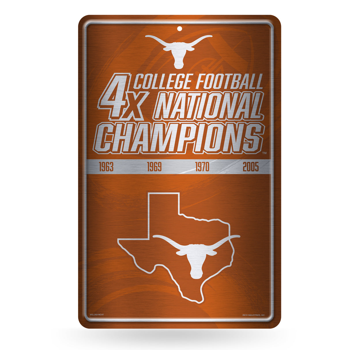 NCAA Texas Longhorns Large Metal Sign Fan Gear NCAA Texas Longhorns
