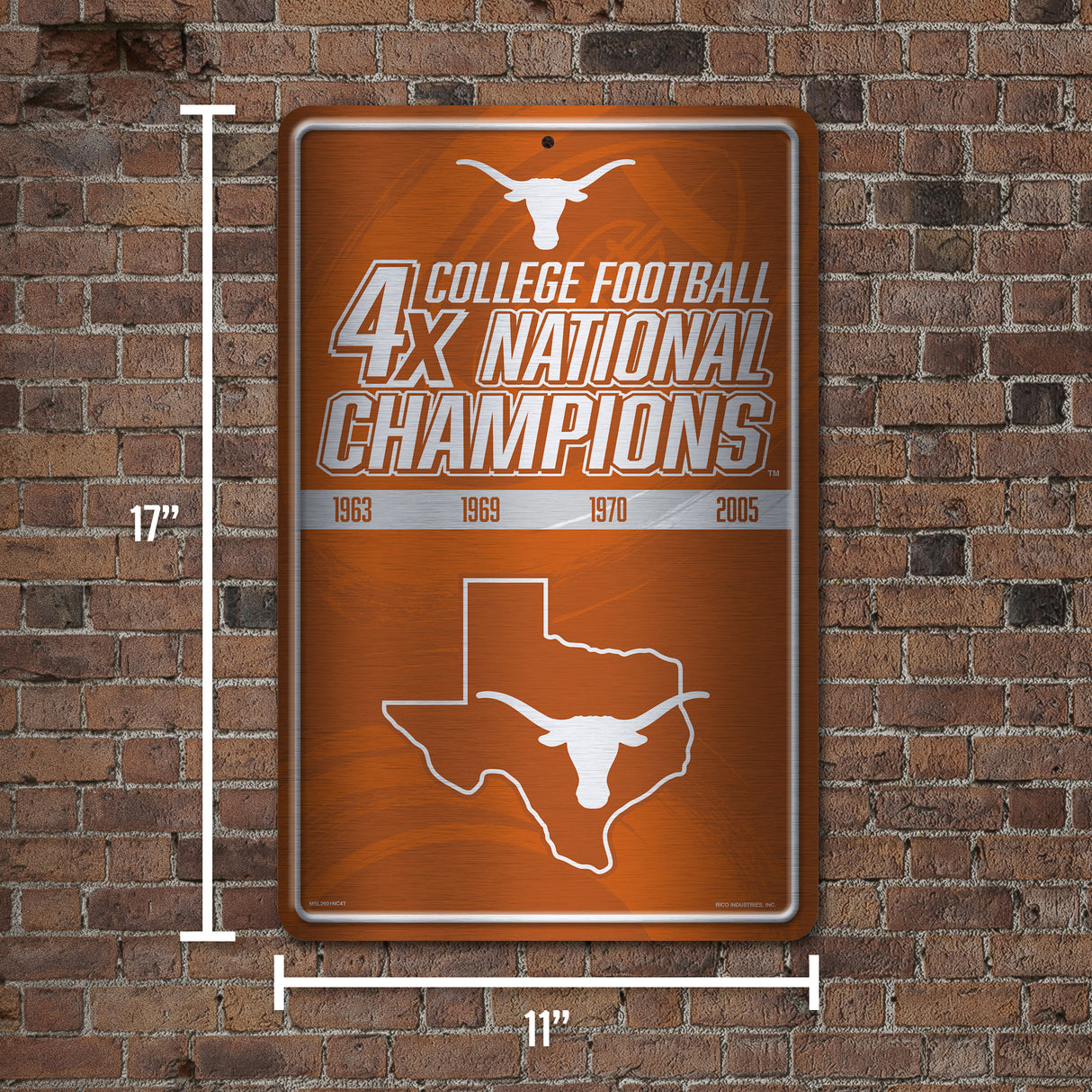NCAA Texas Longhorns Large Metal Sign Fan Gear NCAA Texas Longhorns