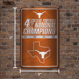NCAA Texas Longhorns Large Metal Sign Fan Gear NCAA Texas Longhorns