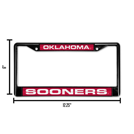 NCAA Oklahoma Sooners Laser Cut Black Chrome License Plate Frame Fan Gear NCAA Oklahoma Sooners
