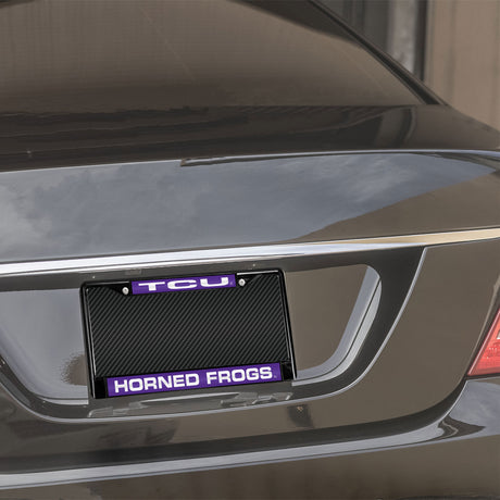 NCAA TCU Horned Frogs Laser Cut Black Chrome License Plate Frame Fan Gear NCAA TCU Horned Frogs