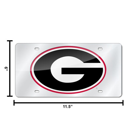 NCAA Georgia Bulldogs Silver Laser Cut Automobile Tag Fan Gear NCAA Georgia Bulldogs