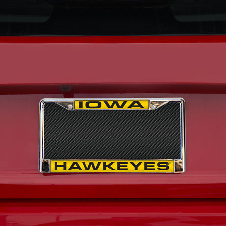 NCAA Iowa Hawkeyes Laser Cut Chrome License Plate Frame Fan Gear NCAA Iowa Hawkeyes