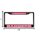 NCAA Wisconsin Badgers Laser Cut Black Chrome License Plate Frame Fan Gear NCAA Wisconsin Badgers