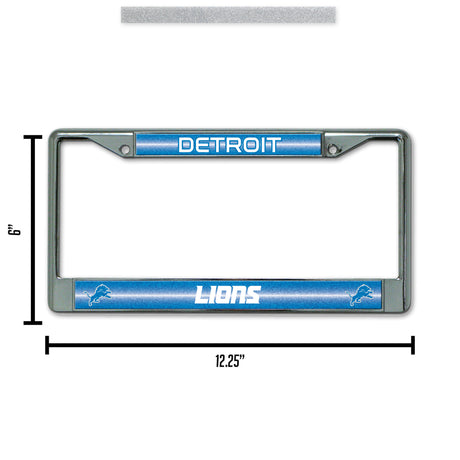 NFL Detroit Lions Chrome Glitter License Plate Frame Fan Gear NFL Detroit Lions