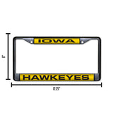 NCAA Iowa Hawkeyes Laser Cut Black Chrome License Plate Frame Fan Gear NCAA Iowa Hawkeyes