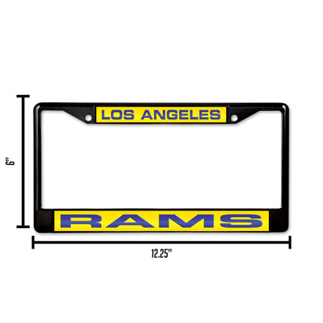 NFL Los Angeles Rams Laser Cut Black Chrome License Plate Frame Fan Gear NFL Los Angeles Rams