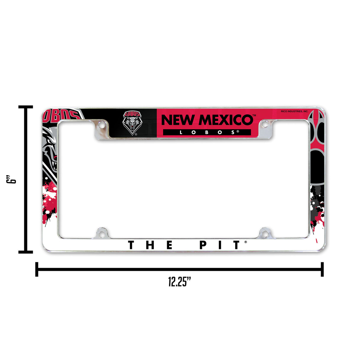 NCAA New Mexico Lobos All Over Chrome Frame Fan Gear NCAA New Mexico Lobos