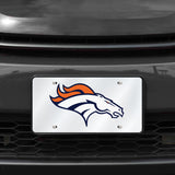 NFL Denver Broncos Laser Cut Silver License Plate Tag Fan Gear NFL Denver Broncos