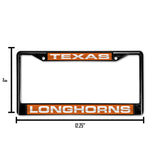 NCAA Texas Longhorns Laser Cut Black Chrome License Plate Frame Fan Gear NCAA Texas Longhorns