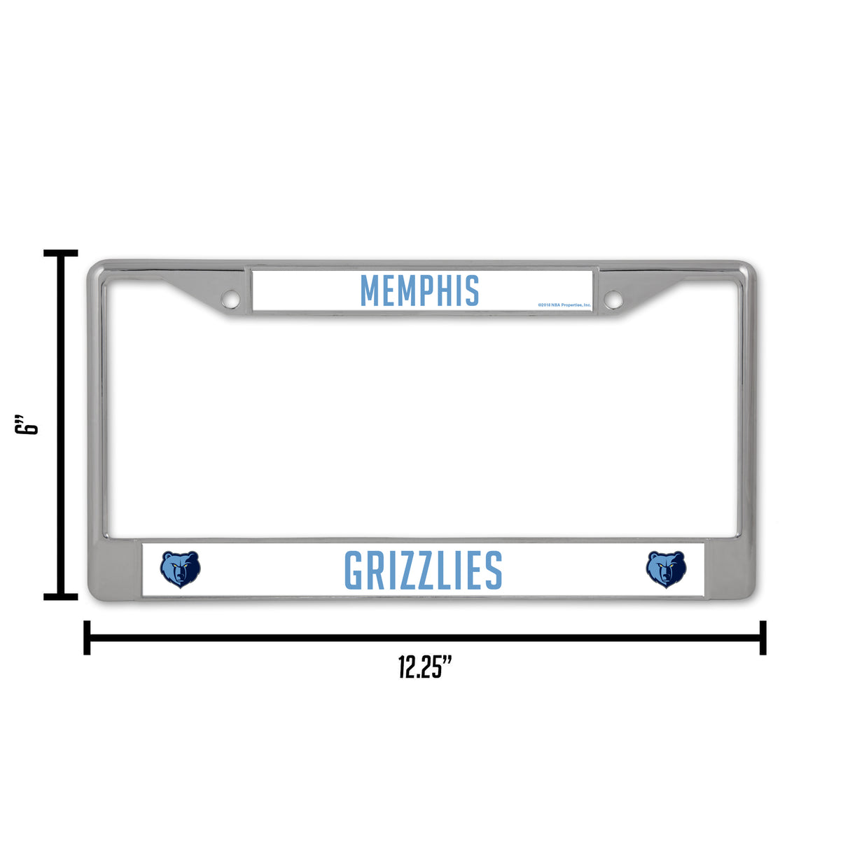NBA Memphis Grizzlies Chrome License Plate Frame Fan Gear NBA Memphis Grizzlies