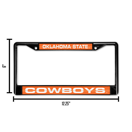 NCAA Oklahoma State Cowboys Laser Cut Black Chrome License Plate Frame Fan Gear NCAA Oklahoma State Cowboys
