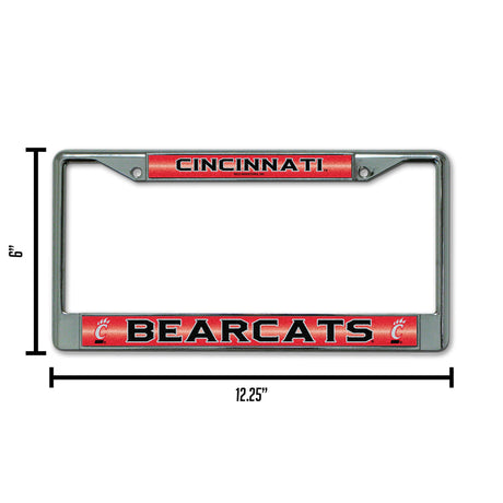 NCAA Cincinnati Bearcats Chrome Glitter License Plate Frame Fan Gear NCAA Cincinnati Bearcats