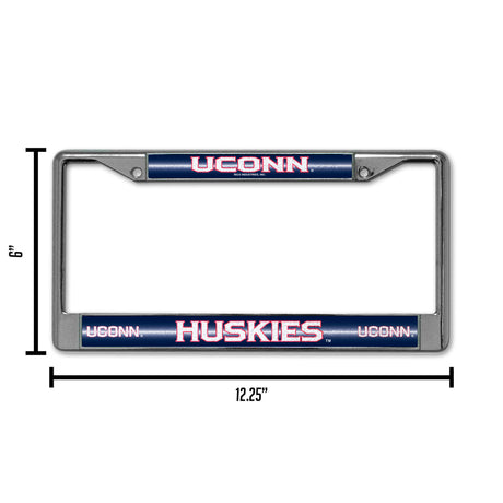 NCAA Connecticut Huskies - UCONN Chrome Glitter License Plate Frame Fan Gear NCAA Connecticut Huskies