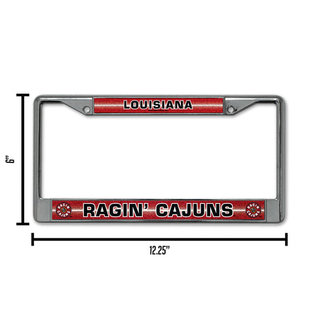 NCAA Louisiana-Lafayette Ragin Cajuns Chrome Glitter License Plate Frame Fan Gear NCAA Louisiana-Lafayette Ragin Cajuns