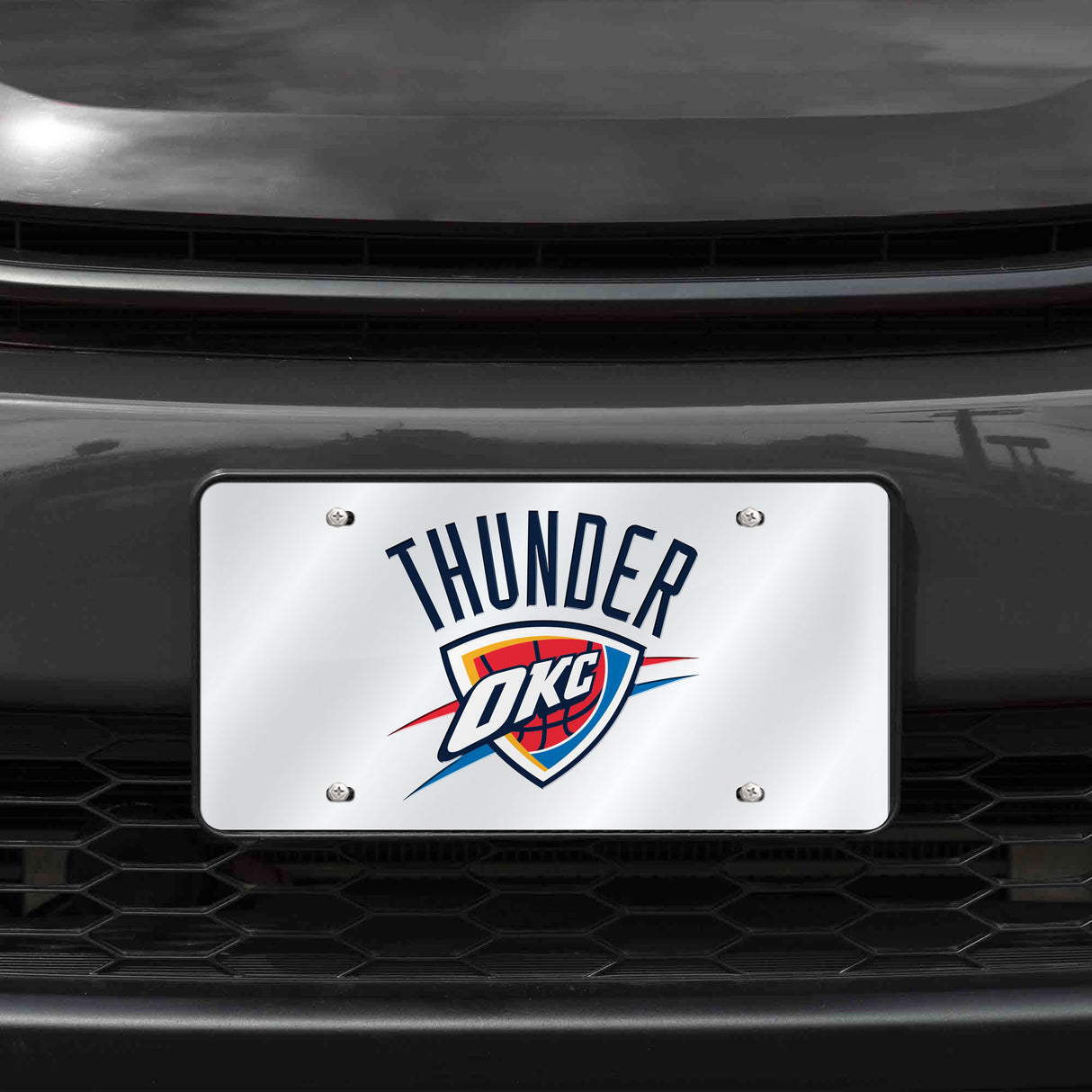 NBA Oklahoma City Thunder Laser Cut Silver License Plate Tag Fan Gear NBA Oklahoma City Thunder