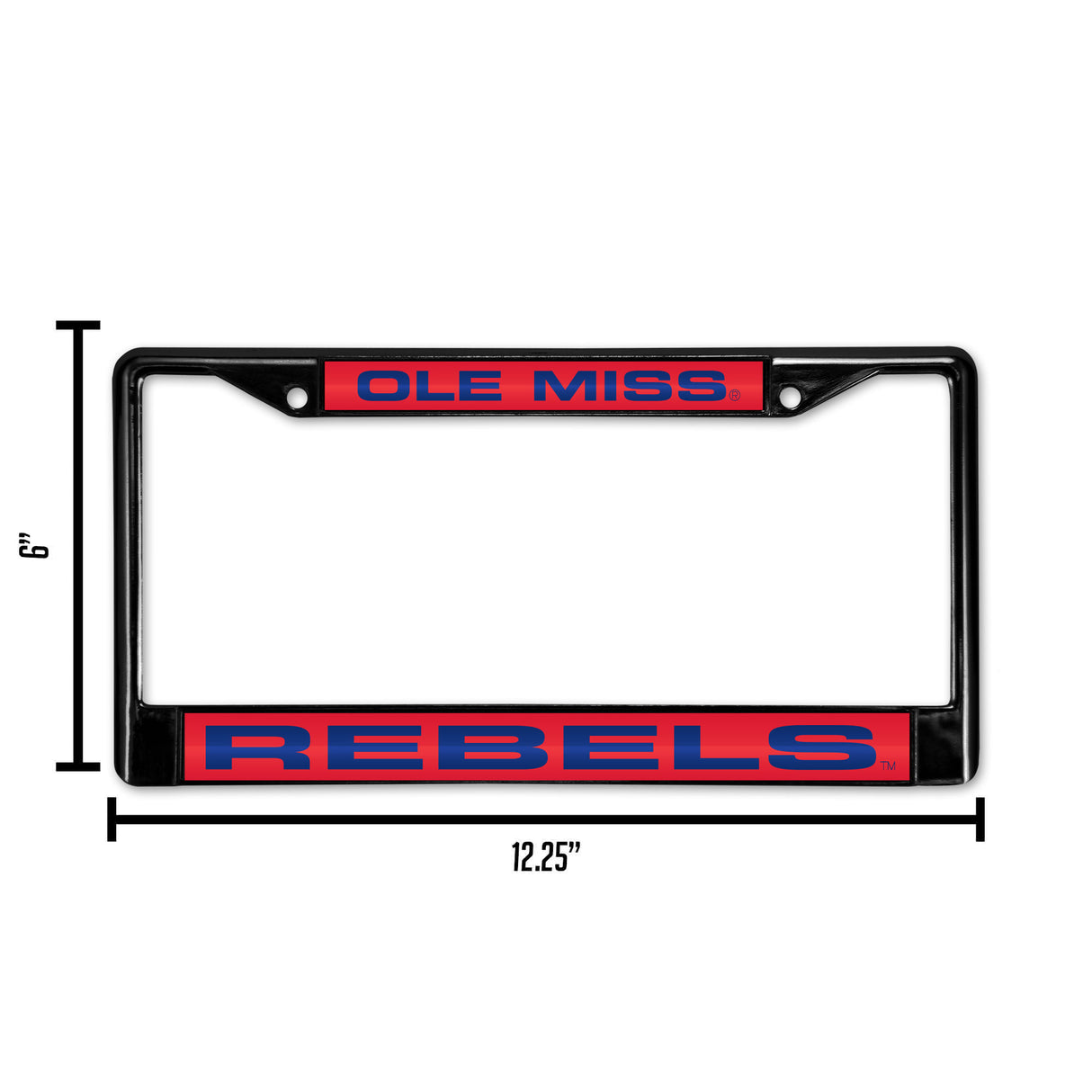 NCAA Mississippi Rebels - Ole Miss Laser Cut Black Chrome License Plate Frame Fan Gear NCAA Mississippi Rebels