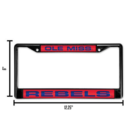 NCAA Mississippi Rebels - Ole Miss Laser Cut Black Chrome License Plate Frame Fan Gear NCAA Mississippi Rebels