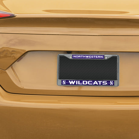 NCAA Northwestern Wildcats Chrome Glitter License Plate Frame Fan Gear NCAA Northwestern Wildcats