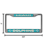 NFL Miami Dolphins Chrome Glitter License Plate Frame Fan Gear NFL Miami Dolphins