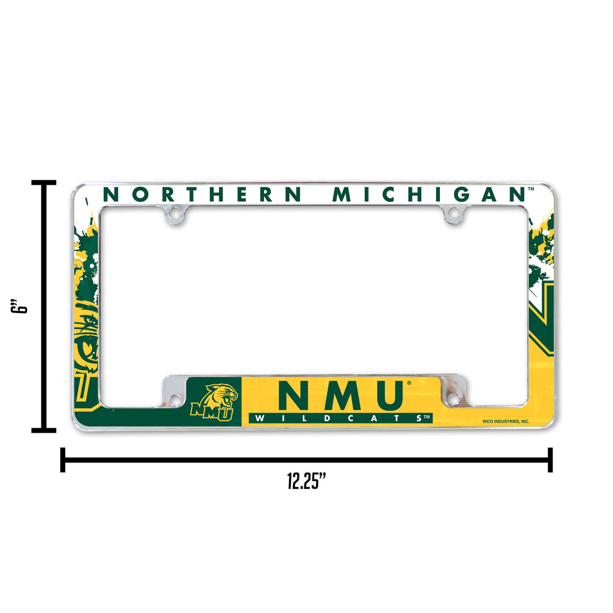 NCAA Northern Michigan Wildcats All Over Chrome Frame Fan Gear NCAA Northern Michigan Wildcats