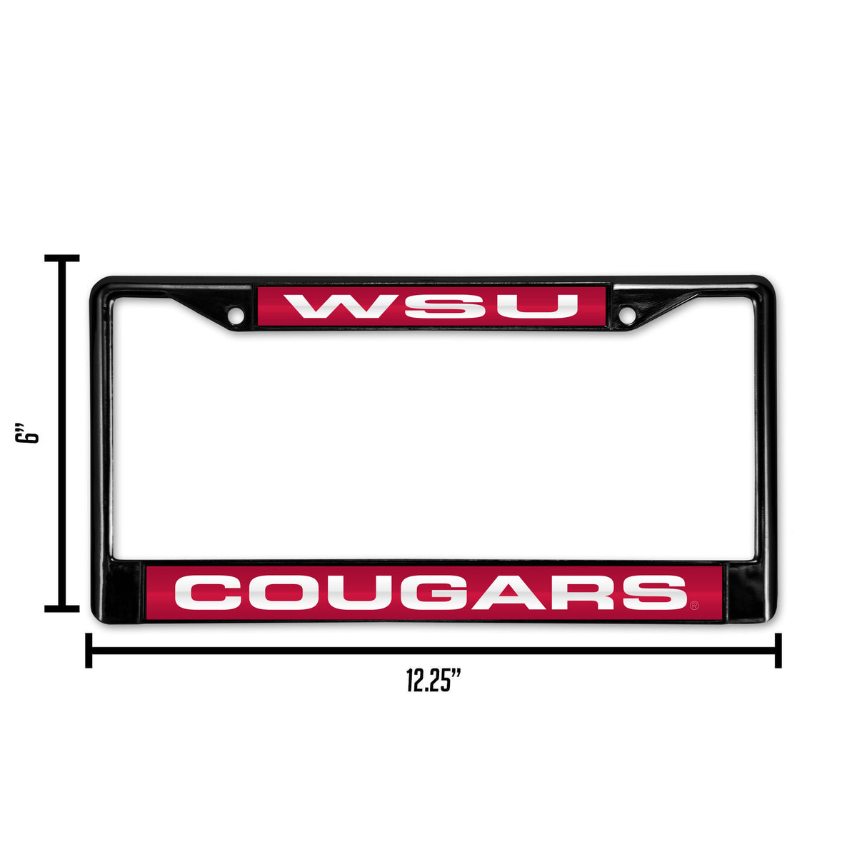 NCAA Washington State Cougars - WSU Laser Cut Black Chrome License Plate Frame Fan Gear NCAA Washington State Cougars