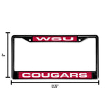 NCAA Washington State Cougars - WSU Laser Cut Black Chrome License Plate Frame Fan Gear NCAA Washington State Cougars