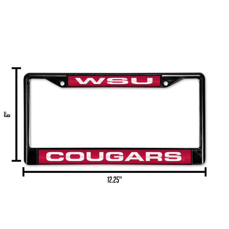 NCAA Washington State Cougars - WSU Laser Cut Black Chrome License Plate Frame Fan Gear NCAA Washington State Cougars
