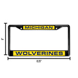 NCAA Michigan Wolverines Laser Cut Black Chrome License Plate Frame Fan Gear NCAA Michigan Wolverines