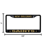 NFL New Orleans Saints Black Chrome License Plate Frame Fan Gear NFL New Orleans Saints