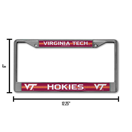 NCAA Virginia Tech Hokies Chrome Glitter License Plate Frame Fan Gear NCAA Virginia Tech Hokies