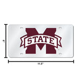 NCAA Mississippi State Bulldogs Silver Laser Cut Automobile Tag Fan Gear NCAA Mississippi State Bulldogs