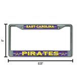 NCAA East Carolina Pirates Chrome Glitter License Plate Frame Fan Gear NCAA East Carolina Pirates