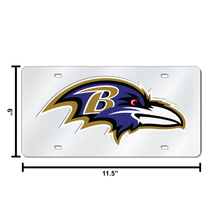 NFL Baltimore Ravens Laser Cut Silver License Plate Tag Fan Gear NFL Baltimore Ravens