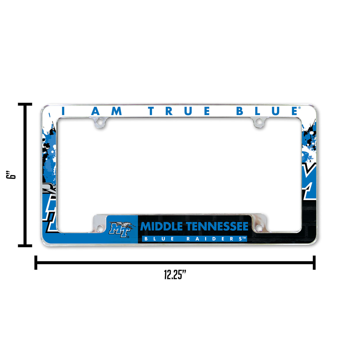 NCAA Middle Tennessee Blue Raiders All Over Chrome Frame Fan Gear NCAA Middle Tennessee Blue Raiders