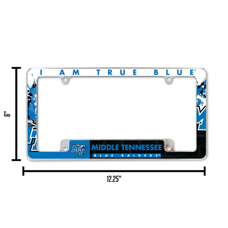 NCAA Middle Tennessee Blue Raiders All Over Chrome Frame Fan Gear NCAA Middle Tennessee Blue Raiders