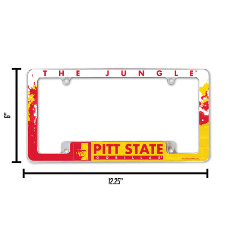 NCAA Pittsburg State Gorillas All Over Chrome Frame Fan Gear NCAA Pittsburg State Gorillas