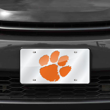 NCAA Clemson Tigers Silver Laser Cut Automobile Tag Fan Gear NCAA Clemson Tigers